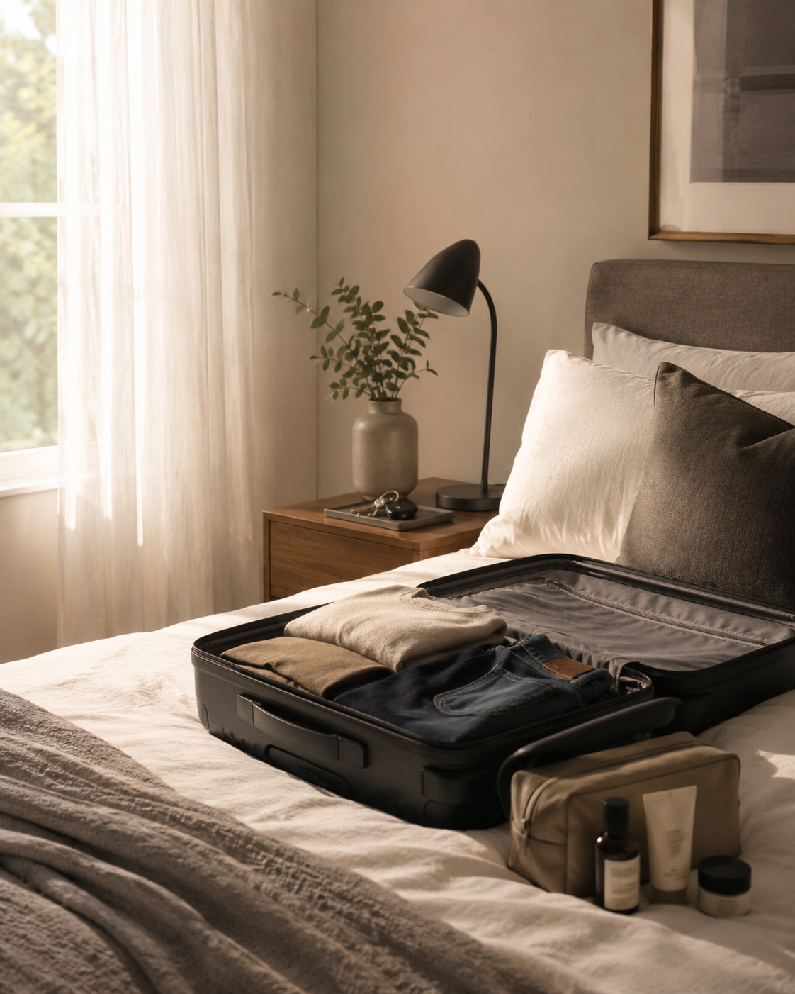 Organised packing and preparation before leaving home