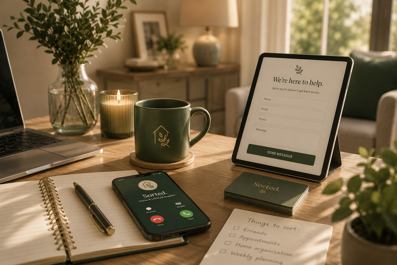 A calm and welcoming way to contact Sorted. for home and lifestyle support